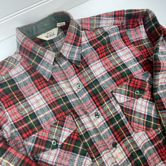 VTG Woolrich Flannel Shirt Red Green Wool Blend Plaid USA Made Men's XL Outdoor - Picture 1 of 8